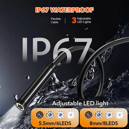 1080P Industrial Endoscope Camera Borescope Inspection Camera w/ 4.3" IPS Screen 2m/5.5mm
