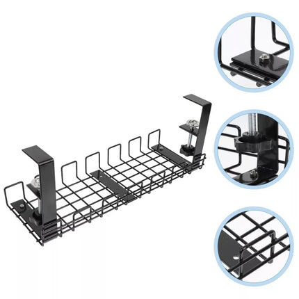 Under Desk Cable Management Tray Organizer for Wire Cord Power Charger Plugs