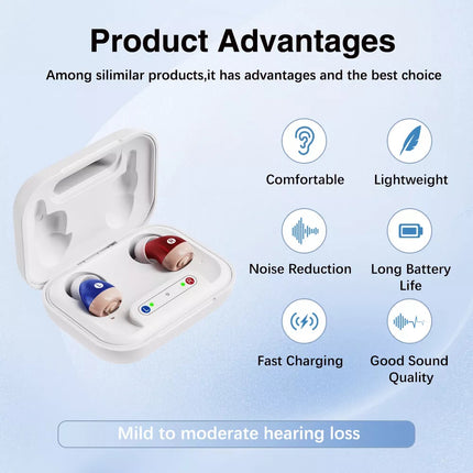 Rechargeable Hearing Aids Mini ITE Hearing Amplifier Sound Enhance L/R