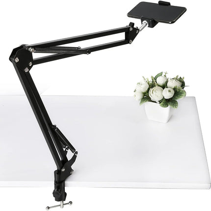 Overhead Phone Mount with Ring Light, Flexible Arm Tripod Phone Camera Holder