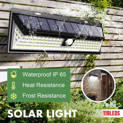 2 pcs 118 LED Solar Motion Sensor Light Outdoor Garden Security Lamp Floodlight