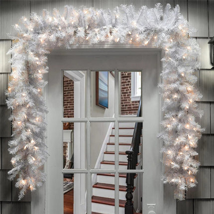 2.7M Christmas Garland with Lights LED Stairs Fireplace Xmas Tree Rattan Wreath