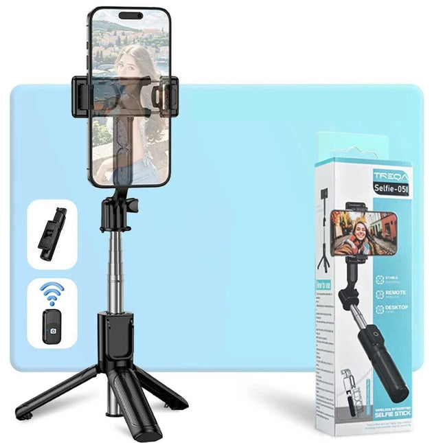 Selfie Stick Travel Tripod for Cell Phone with Remote Control Holder Vlog Stream