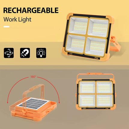 3500W Portable 336 LED Solar Rechargeable Work Light Camping Flood Light 25000LM