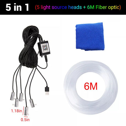 12V RGB Car Interior LED Lights Fiber Optic Neon Wire Strip Atmosphere Light USB