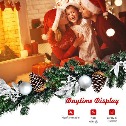 2.7M Christmas Garland Pre-lit LED Xmas Decoration Pinecones Hanging Decor Door