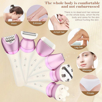 6 in 1 Epilator Women Instant Pain Free Electric Hair Removal Remover Body Face