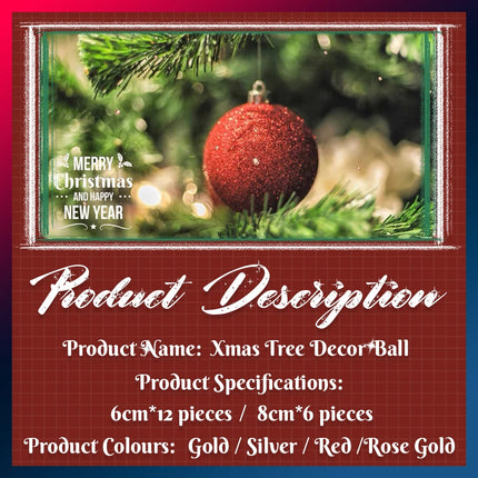 Christmas Xmas Party Wedding Tree Baubles Balls Hanging Ornament Decorations 8cm