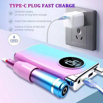 Portable Rechargeable Electric Cordless Nail Drill Machine Art File Manicure Kit