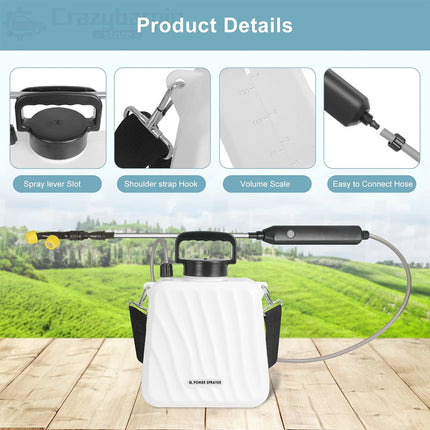 USB Powered Electric Pressure Sprayer 5L Backpack with Adjustable Rod