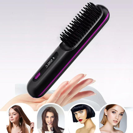 20s Fast Heating Cordless Hair Straightener Brush Hot Comb for Salon at Home