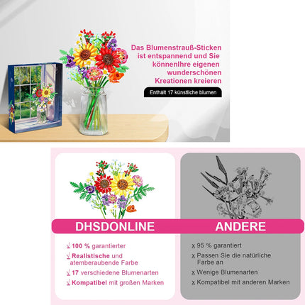 Flower Bouquet Plants Building Blocks Mini Bricks Artificial Creative Decoration