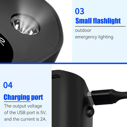 3in1 Portable Waist Clip on Fan Hanging Cooling Fan Rechargeable Power Bank Fan