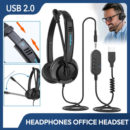 Mpow Wired 3.5mm USB Headset Noise Cancelling Stereo Business Headphones w/ Mic