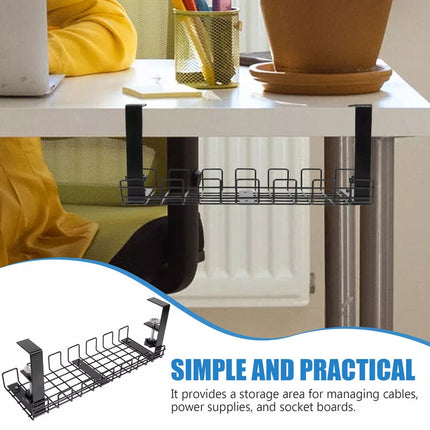 Under Desk Cable Management Tray Organizer for Wire Cord Power Charger Plugs