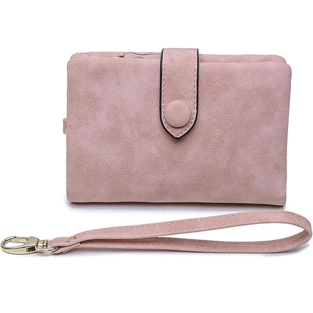 Pink Wallet Short Small Coin Purse Ladies Folding Card Holder PU Leather