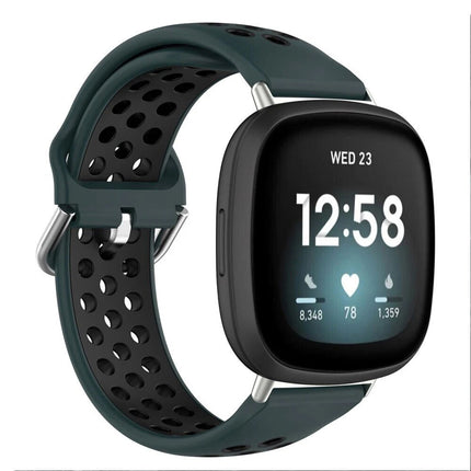 Olive & Black For Fitbit Versa 4 3 Sense 2 Watch Strap Replacement Silicone Wrist Band Bands