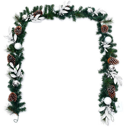 2.7M Christmas Garland Pre-lit LED Xmas Decoration Pinecones Hanging Decor Door