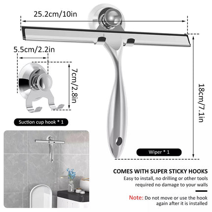 Shower Squeegee Stainless Steel Window Squeegee with Suction Cup