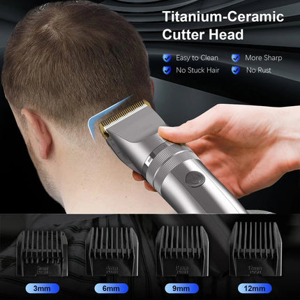 Professional Electric Hair Clippers Men Rechargeable Beard Trimmer Haircut Kits