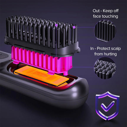 20s Fast Heating Cordless Hair Straightener Brush Hot Comb for Salon at Home