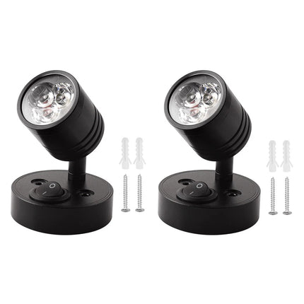 2X LED Swivel Reading Light 12V Campervan Caravan Boat Interior Wall Spot Lamp