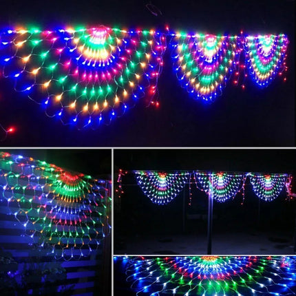 1PC With 3 Peacock LED Peacock Net Mesh LED Fairy String Lights Party Outdoor Curtain Light