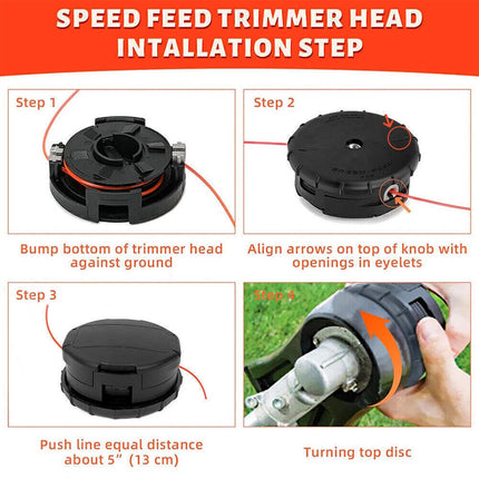 2PCS Speed Feed Head Large 450 Model 4.5" Fast Load Trimmer Line Bump Head