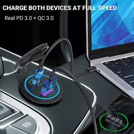 65W 12/24V PD USB C Laptop Car Charger 18W QC3.0 USB Outlet Socket for Car Boat