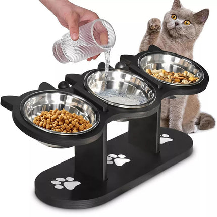 Adjustable Pet Feeder Stand 3PCS Elevated Dog Cat Food Bowl Rack Feeding Station