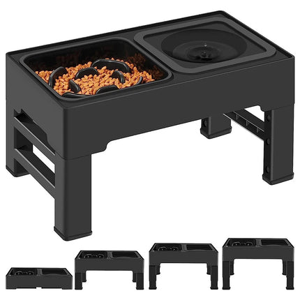 1X Elevated Pet Feeder 4 Height Adjustable Raised Dog Cat Slow Food Water Bowl