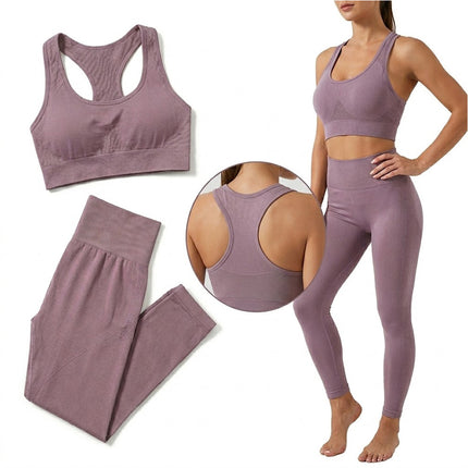 2pc Women Seamless Yoga Vest Suit Bra Pants Sportswear Fitness Sport Gym Running
