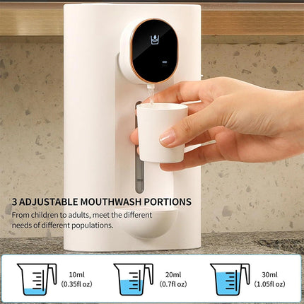 Touchless Automatic Mouthwash Dispenser 540ml with 2 Cups Rechargeable Wall