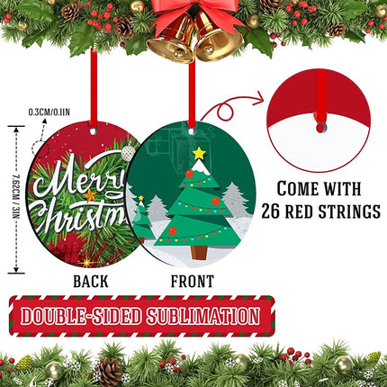 26Pcs Christmas Sublimation Ornament with Red String Double Sides Sublimation