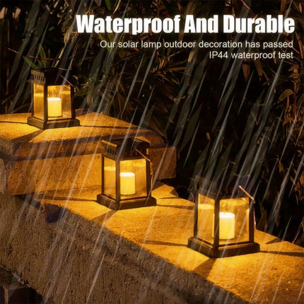 2 Lights Waterproof LED Solar Powered Hanging Lantern Light Outdoor Garden Table Lamp