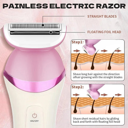 6 in 1 Epilator Women Instant Pain Free Electric Hair Removal Remover Body Face