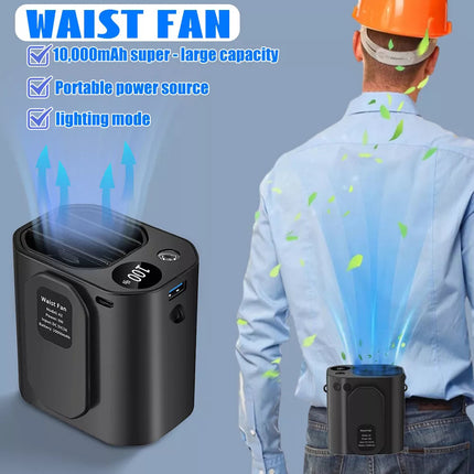 3in1 Portable Waist Clip on Fan Hanging Cooling Fan Rechargeable Power Bank Fan