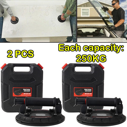 2x 8'' 500kg Vacuum Suction Cup Glass Lifter Granite Sucker Pump Lift Heavy Duty