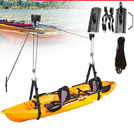 Kayak Hoist Winch Lift Pulley System Cycling Bicycle Garage Shed Ceiling Storage