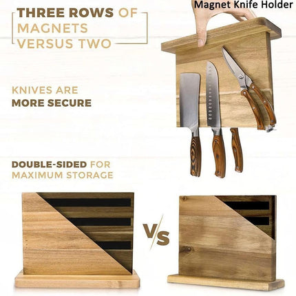 Double Sided Knife Block Knife Holder Banboo Sharpening Stone