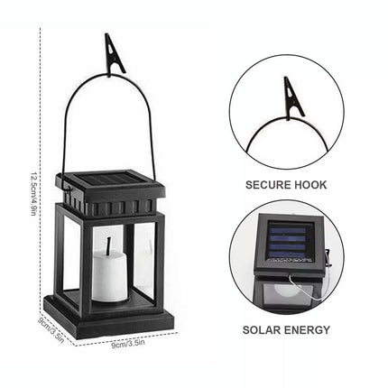 2 Lights Waterproof LED Solar Powered Hanging Lantern Light Outdoor Garden Table Lamp