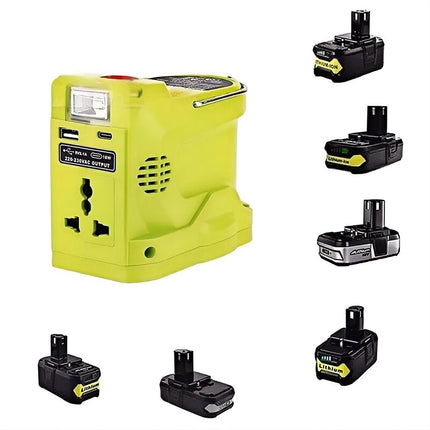 200W For Ryobi ONE Power Inverter 18V Battery Convert to AC 120V/220V w/Type-C