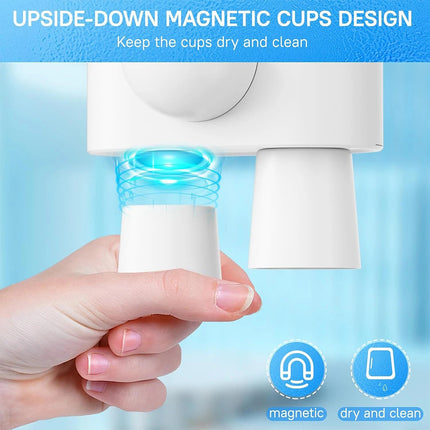 Touchless Automatic Mouthwash Dispenser 540ml with 2 Cups Rechargeable Wall