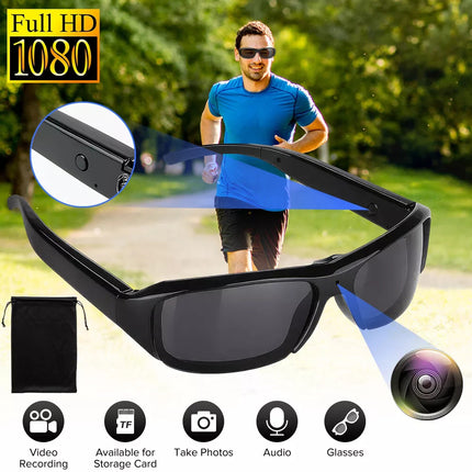 Mini Glasses Camera Wearable Security Camera 1080P Video Recorder Sports Camera  64G TF