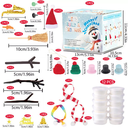12Pcs Christmas Snowman DIY Craft Kit Build Snowman Air Dry Clay Gift Toys