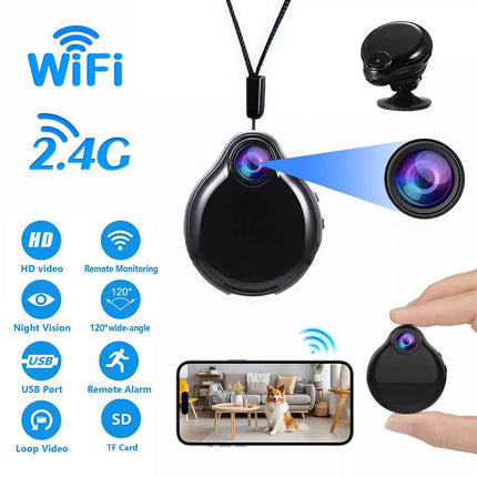Small WIFI Camera Video Recorder HD1080P Necklace Wearable Pendant Webcam Camera