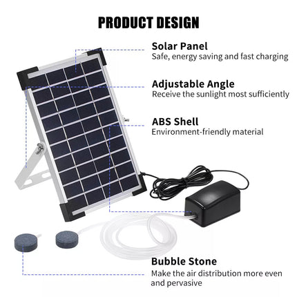 1pcs Outdoor Solar Oxygenator Aquarium Pond Fish Tank Aerator Air Pump Oxygen Stone