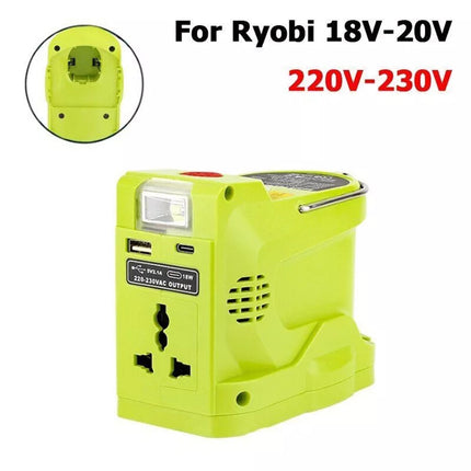 200W For Ryobi ONE Power Inverter 18V Battery Convert to AC 120V/220V w/Type-C