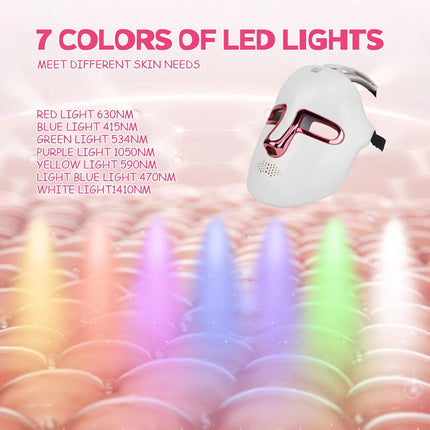 Rechargeable Facial LED Mask 7 Colours LED Photon Therapy Beauty Mask Skin