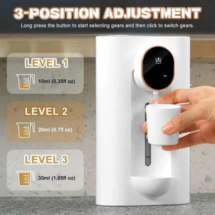Touchless Automatic Mouthwash Dispenser 540ml with 2 Cups Rechargeable Wall